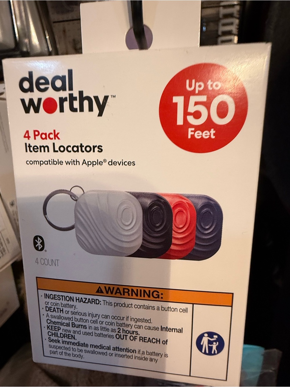 Deal Worthy 4-Pack Item Locators - White, Black, Red, Navy